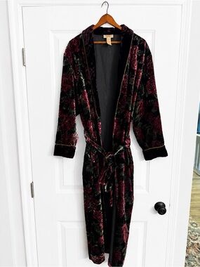 Vintage Victoria’s Secret Gold Label Burnout Velvet Floral Duster Robe M/L